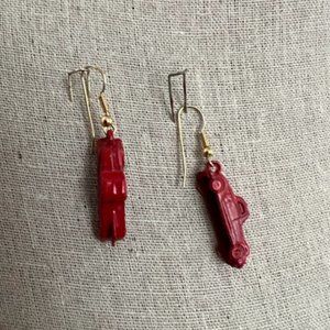 vintage red metal sports car earrings